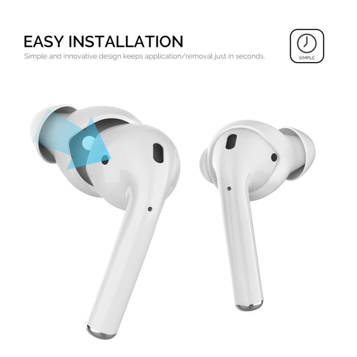 Bild 4, AHASTYLE AHASTYLE AirPods 2/1 3-PACK Öronpluggar Silikon Storlek L Svart - Teknikhallen.se