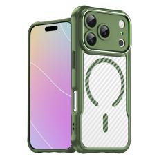  iPhone 17 Pro Skal MagSafe Kolfiber Textur Gr&ouml;n - Teknikhallen.se