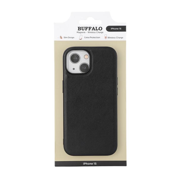 Bild 2, Buffalo Buffalo iPhone 15 Mobilskal MagSafe Läder Svart - Teknikhallen.se