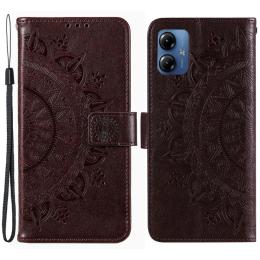  Motorola Moto G54 5G Fodral Mandala Läder Brun - Teknikhallen.se