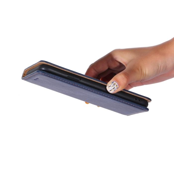 Bild 3,  iPhone 14 Plus Fodral Flip Läder Blå Svart - Teknikhallen.se
