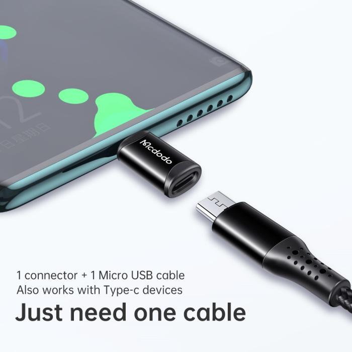Bild 3, MCDODO Mcdodo MicroUSB Hona - USB-C Hane Adapter Svart - Teknikhallen.se