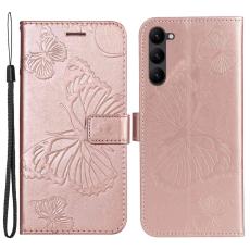  Samsung Galaxy S23 Plus Fodral Tryckta Fj&auml;rilar Ros&eacute;guld - Teknikhallen.se