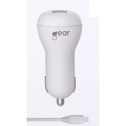 Gear GEAR Billaddare 1xUSB 1A MicroUSB Kabel 1m Vit - Teknikhallen.se