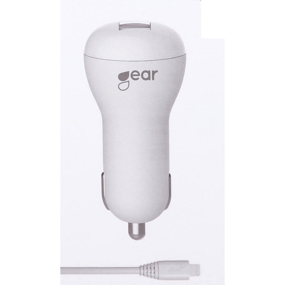 Gear GEAR Billaddare 1xUSB 1A MicroUSB Kabel 1m Vit - Teknikhallen.se