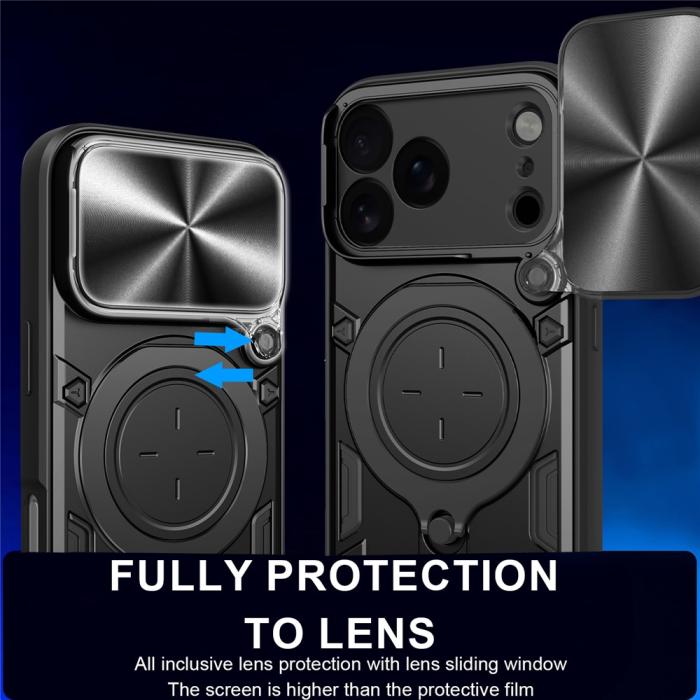 Bild 6,  iPhone 17 Pro Skal CamShield Kickstand Hybrid Svart - Teknikhallen.se
