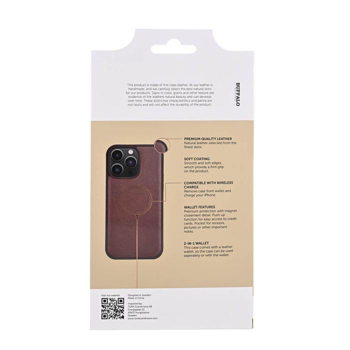 Bild 6, Buffalo Buffalo iPhone 15 Pro Max Fodral 2in1 Äkta Läder Brun - Teknikhallen.se