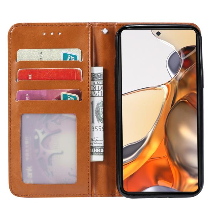 Bild 4,  Xiaomi 11T / 11T Pro Fodral Flip Läder Med Frontficka Vinröd - Teknikhallen.se