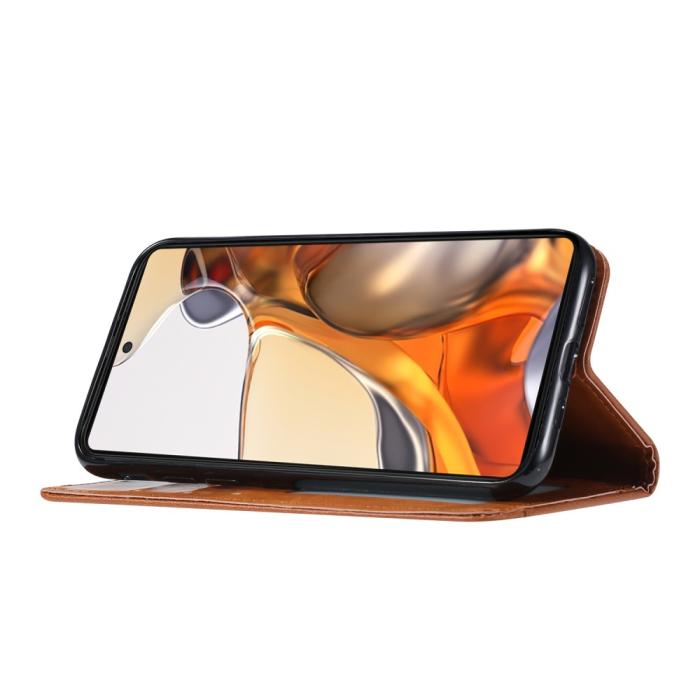 Bild 5,  Xiaomi 11T / 11T Pro Fodral Flip Läder Med Frontficka Vinröd - Teknikhallen.se