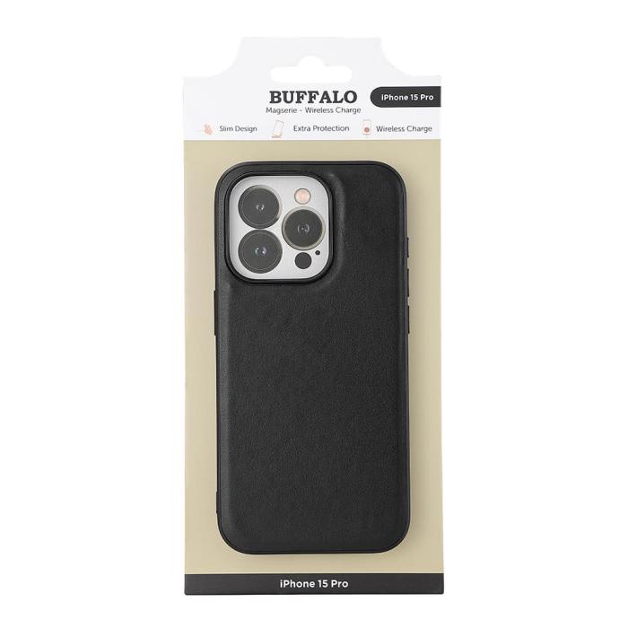 Bild 2, Buffalo Buffalo iPhone 15 Pro Mobilskal MagSafe Läder Svart - Teknikhallen.se