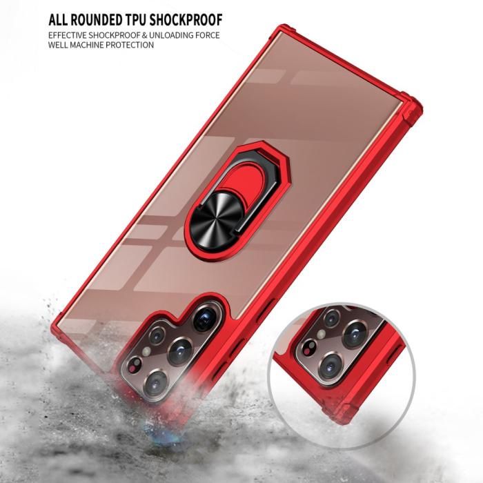 Bild 5,  Samsung Galaxy S22 Ultra Skal Shockproof Ring Blå - Teknikhallen.se