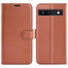  Google Pixel 7A Fodral Litchi Textur L&auml;der Brun - Teknikhallen.se