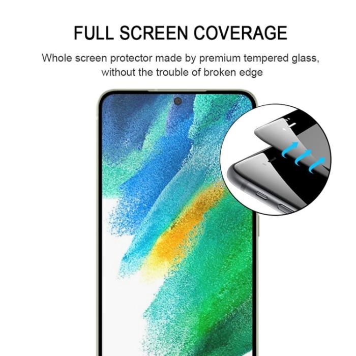 Bild 3,  Samsung Galaxy S21 FE Heltäckande Skärmskydd Härdat Glas - Teknikhallen.se