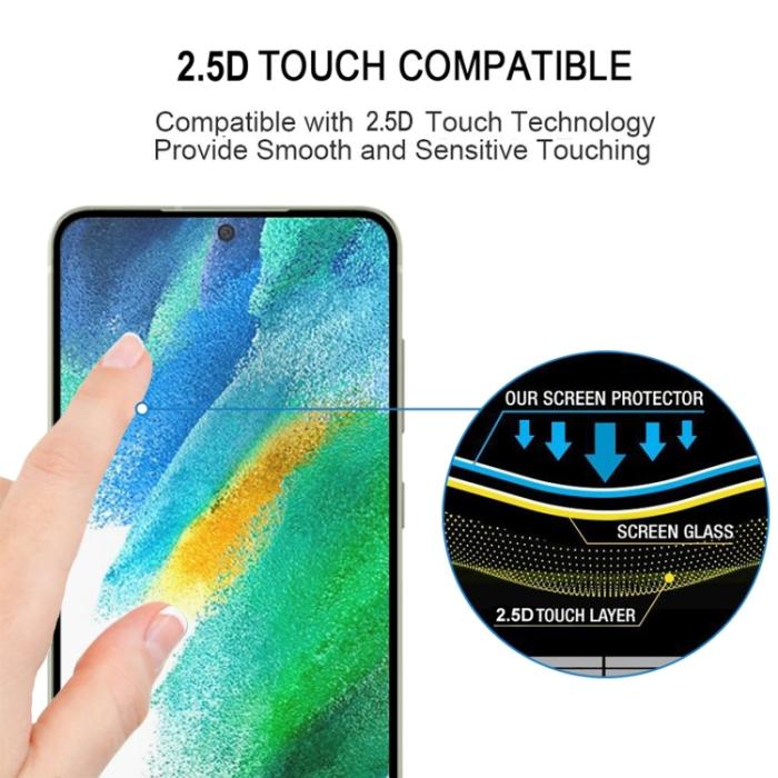 Bild 5,  Samsung Galaxy S21 FE Heltäckande Skärmskydd Härdat Glas - Teknikhallen.se