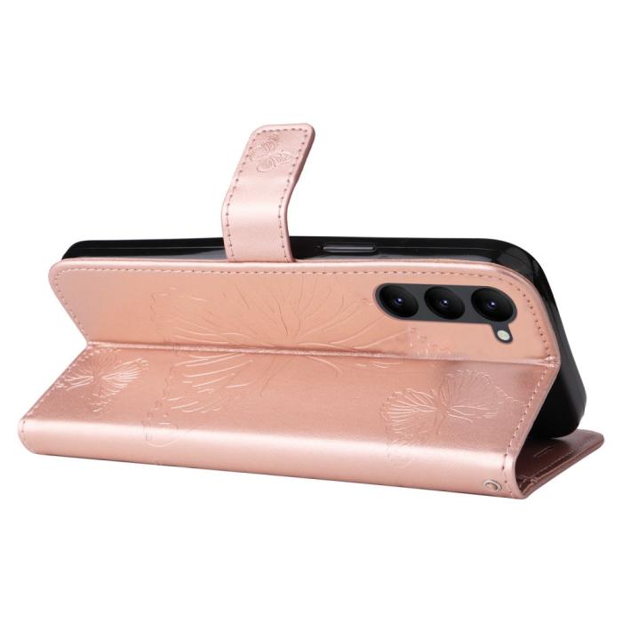 Bild 3,  Samsung Galaxy S23 Plus Fodral Tryckta Fjärilar Roséguld - Teknikhallen.se