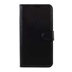  iPhone 12 / 12 Pro Fodral Litchi L&auml;der Svart - Teknikhallen.se