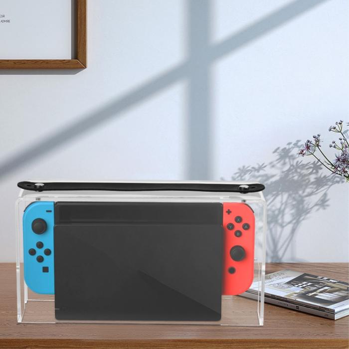 Bild 6,  Dammskydd Till Nintendo Switch I Akryl Med Rem Transparent - Teknikhallen.se