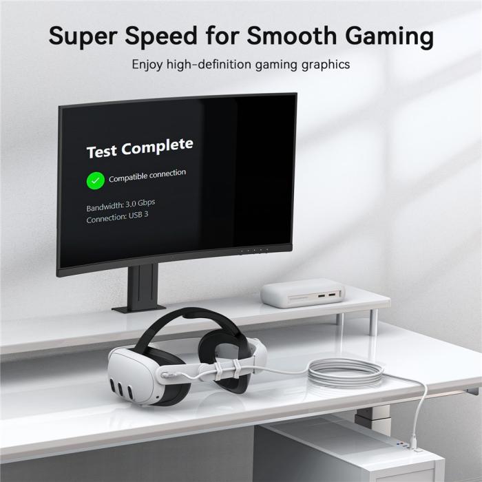 Bild 4, AMVR AMVR 5m Link Kabel Till VR Headset USB-C Vit - Teknikhallen.se