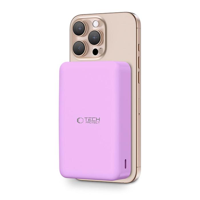 Bild 2, Tech-Protect Tech-Protect 20000 mAh MagSafe Powerbank LifeMag Lila - Teknikhallen.se
