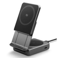 Spigen Spigen 25W Qi2.2 Tr&aring;dl&ouml;s 2in1 Magnetisk MagSafe Laddare Svart - Teknikhallen.se
