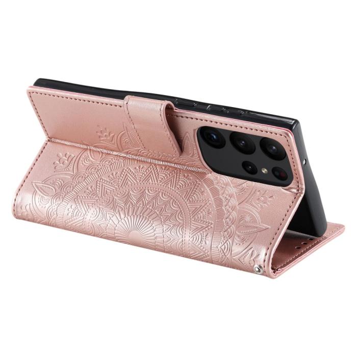 Bild 4,  Samsung Galaxy S23 Ultra Fodral Mandala Läder Roséguld - Teknikhallen.se