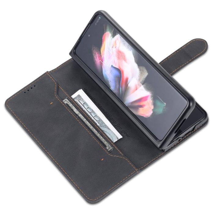 Bild 5, AZNS AZNS Galaxy Z Fold 5 Fodral Läder Svart - Teknikhallen.se