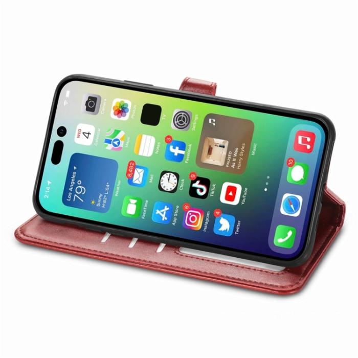 Bild 4,  iPhone 15 Pro Fodral Solid Med Magnetisk Mässing Röd - Teknikhallen.se