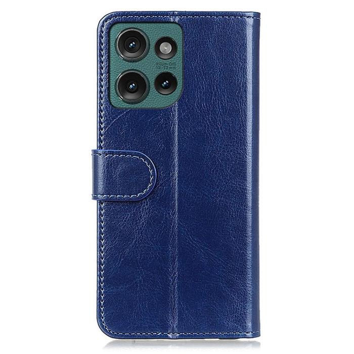 Bild 6,  Motorola Edge 50 Neo Fodral Crazy Horse Läder Blå - Teknikhallen.se