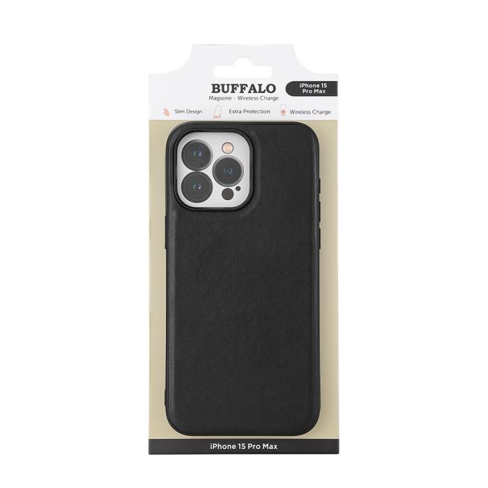 Bild 2, Buffalo Buffalo iPhone 15 Pro Max Mobilskal MagSafe Läder Svart - Teknikhallen.se