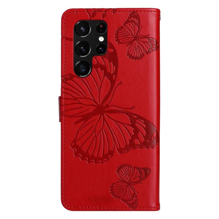 Bild 5,  Samsung Galaxy S22 Ultra Fodral Tryck Butterfly Röd - Teknikhallen.se