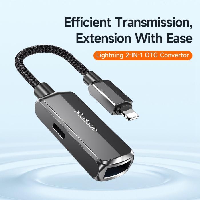 Bild 2, MCDODO Mcdodo 2.4A 2in1 Lightning - USB-A 3.0/Lightning Hona Adapter - Teknikhallen.se