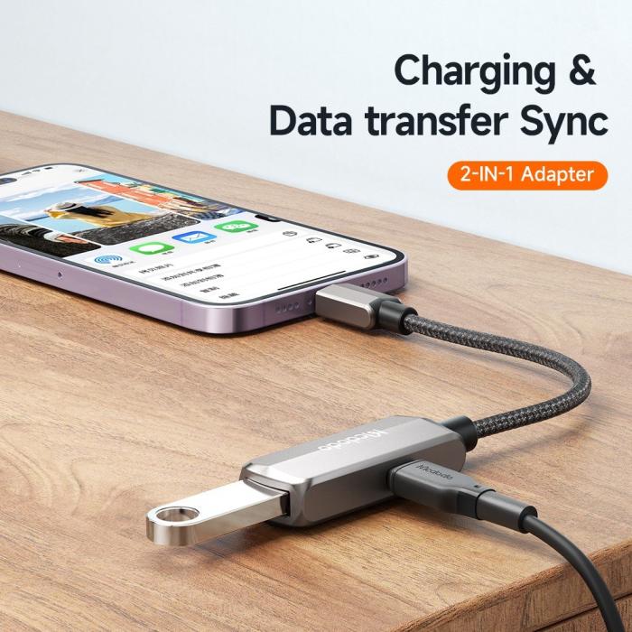 Bild 3, MCDODO Mcdodo 2.4A 2in1 Lightning - USB-A 3.0/Lightning Hona Adapter - Teknikhallen.se