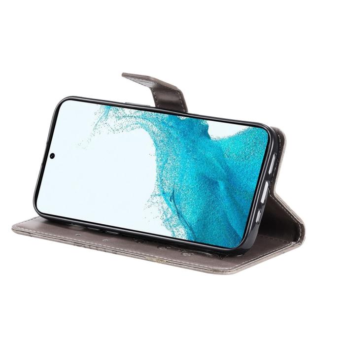 Bild 4,  Samsung Galaxy S23 Plus Fodral Tryckta Fjärilar Grå - Teknikhallen.se