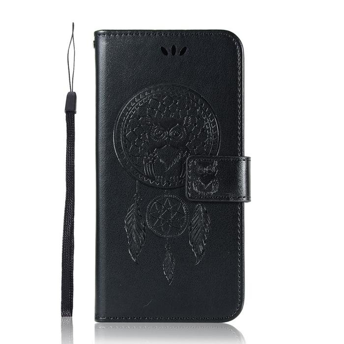 Bild 2,  Xiaomi Redmi 9C Fodral Owl Dream Catcher Svart - Teknikhallen.se