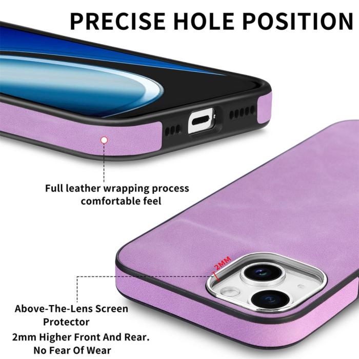 Bild 4,  iPhone 15 Plus Skal Läderbelagt Skin Touch Lila - Teknikhallen.se