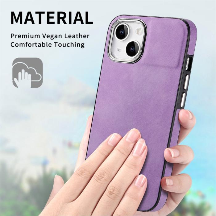 Bild 5,  iPhone 15 Plus Skal Läderbelagt Skin Touch Lila - Teknikhallen.se
