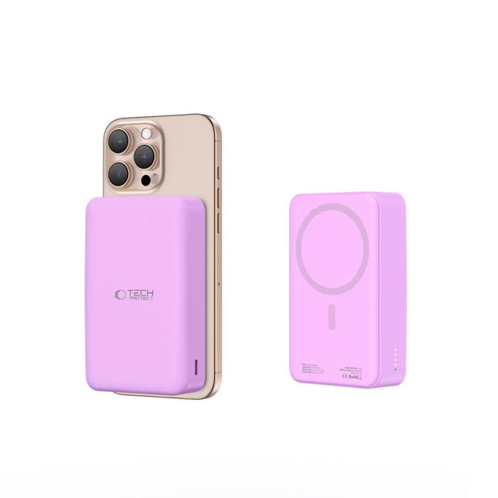 Bild 5, Tech-Protect Tech-Protect 20000 mAh MagSafe Powerbank LifeMag Lila - Teknikhallen.se
