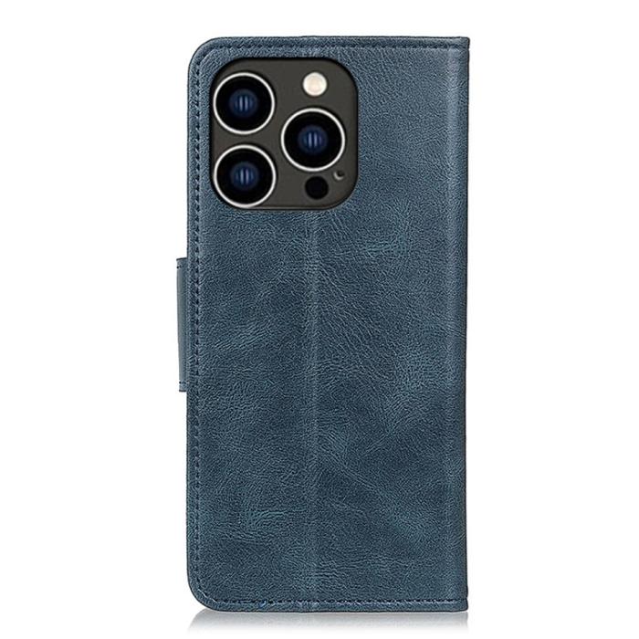Bild 3,  iPhone 15 Pro Fodral Crazy Horse Läder Blå - Teknikhallen.se