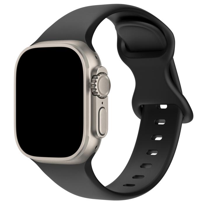 Bild 2, ColorPop Silikon Armband Butterfly Apple Watch 42/41/40/38 mm (M/L) Svart - Teknikhallen.se
