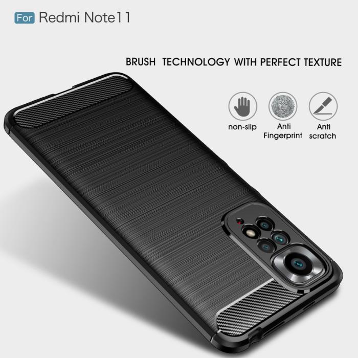 Bild 2,  Xiaomi Redmi Note 11 4G Skal Borstad Stål Textur Blå - Teknikhallen.se