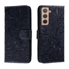 Samsung Galaxy S22 Fodral Flower Textur M&ouml;rk Bl&aring; - Teknikhallen.se