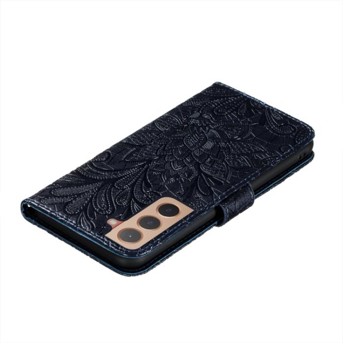 Bild 5,  Samsung Galaxy S22 Fodral Flower Textur Mörk Blå - Teknikhallen.se