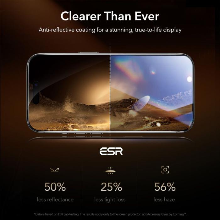 Bild 6, ESR ESR iPhone 17 / 16 Pro UltraFit Armorite Pro Skärmskydd Härdat Glas - Teknikhallen.se