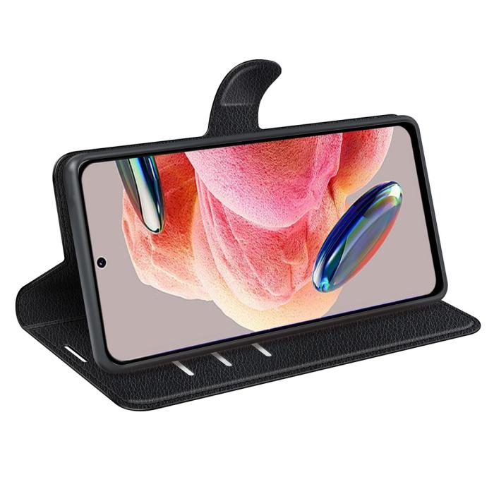 Bild 3,  Xiaomi Redmi Note 12 4G Fodral Litchi Läder Svart - Teknikhallen.se