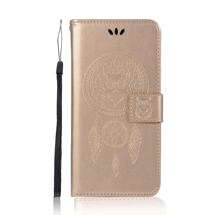 Bild 2,  Xiaomi Redmi 9C Fodral Owl Dream Catcher Guld - Teknikhallen.se