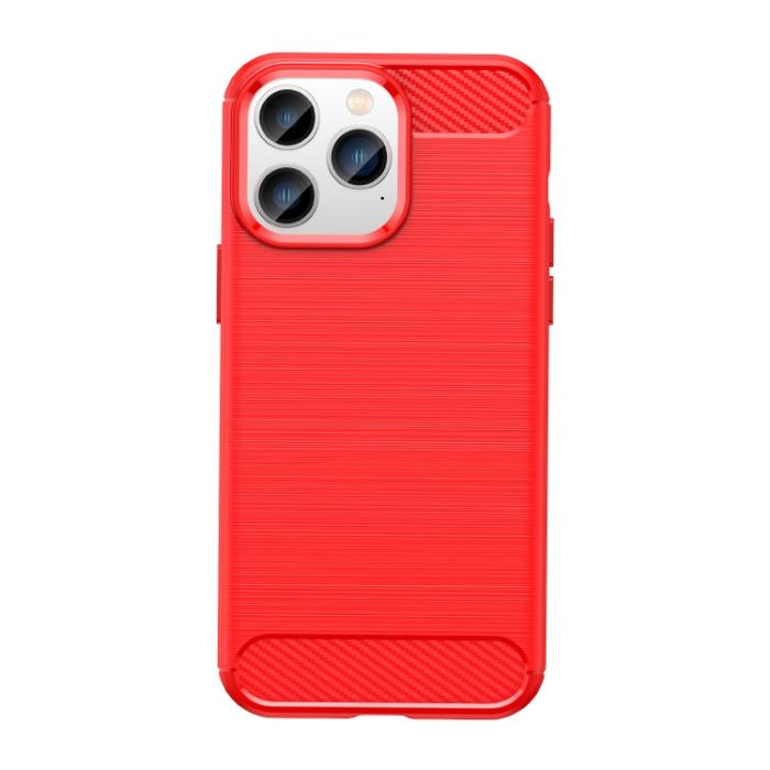 Bild 2,  iPhone 14 Pro Skal Borstad Stål Textur Röd - Teknikhallen.se