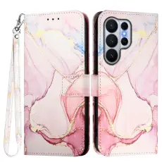  Samsung Galaxy S26 Ultra Fodral L&auml;der Marmor Ros&eacute;guld - Teknikhallen.se