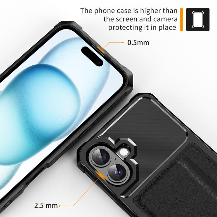 Bild 6,  iPhone 16 Skal Med Korthållare Svart - Teknikhallen.se