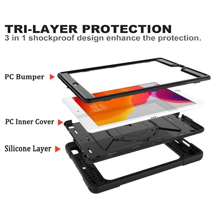 Bild 6,  iPad 10.2 2019/2020/2021 Skal Hybrid 360 Kickstand Svart - Teknikhallen.se