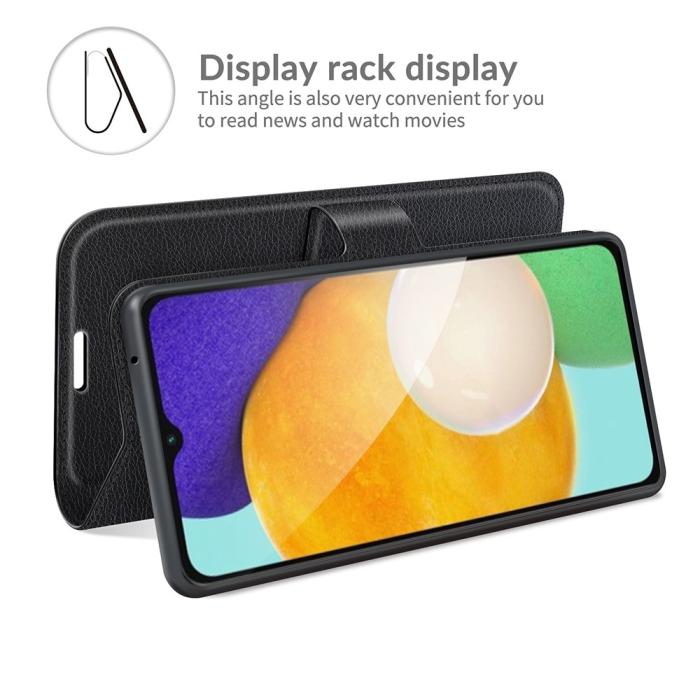 Bild 6,  Samsung Galaxy A04s / A13 5G Fodral Litchi Läder Svart - Teknikhallen.se